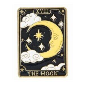 The Moon Tarot Card Gold Tone Enamel Pin
